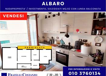 Albaro | Nuda-proprietà MQ.62 soleggiati, lunga balconata