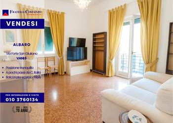 Albaro | Via Forte San Giuliano, soleggiati MQ.96 balcone, scorcio mare