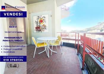Nervi | Panoramici luminosissimi MQ.71 penultimo piano, terrazzo circostante